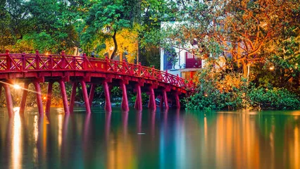 Fototapeta kultowy czerwony most w Hanoi, Wietnam