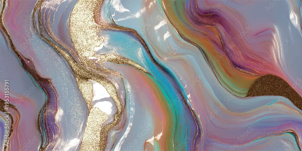 Obraz Magiczne Wiry Koloru: Abstrakcyjny Lśniący Świat