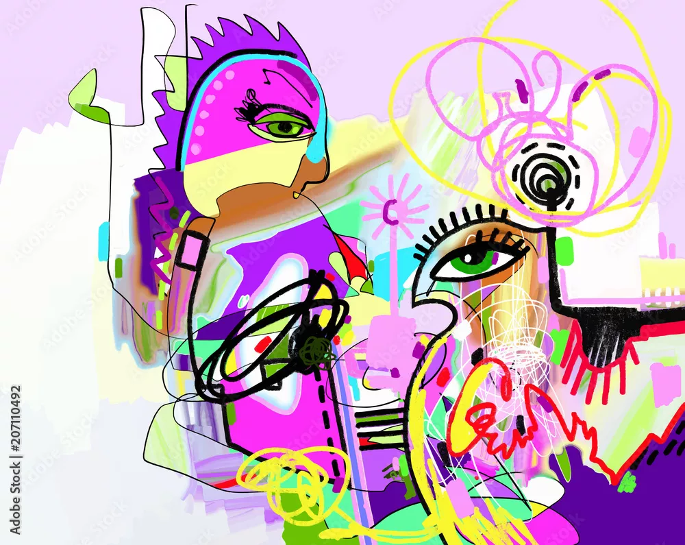 Obraz Abstrakcyjna Ekspresja Kolorów i Kształtów