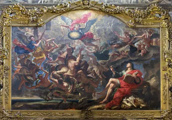 Fototapeta PARMA, WŁOCHY - 15 kwietnia 2018: Obraz Bitwy aniołów po Apokalipsie św. Jana w kościele Chiesa di San Giovanni Evangelista autorstwa nieznanego artysty.