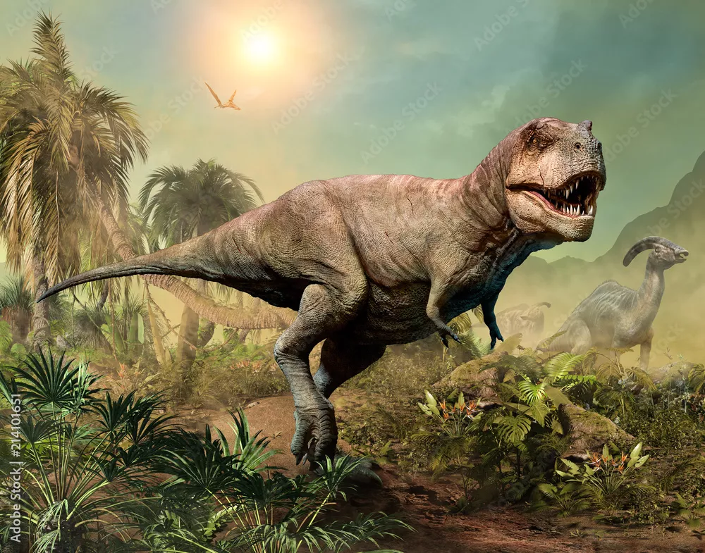 Fototapeta Tyrannosaurus rex scena ilustracja 3d
