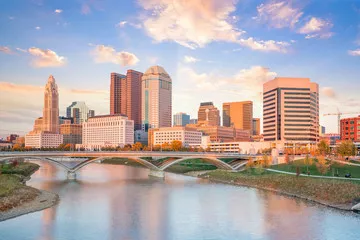Fototapeta Widok na centrum miasta Columbus Ohio Skyline o zachodzie słońca