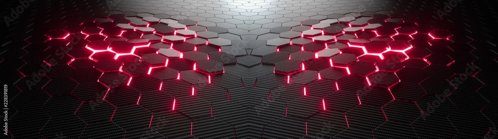 Fototapeta Cybernetyczna Przestrzeń: Echa Technologii i Światła