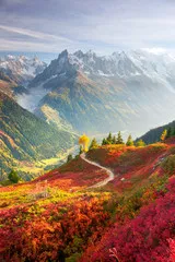 Fototapeta Czerwona jesień Chamonix w Alpach