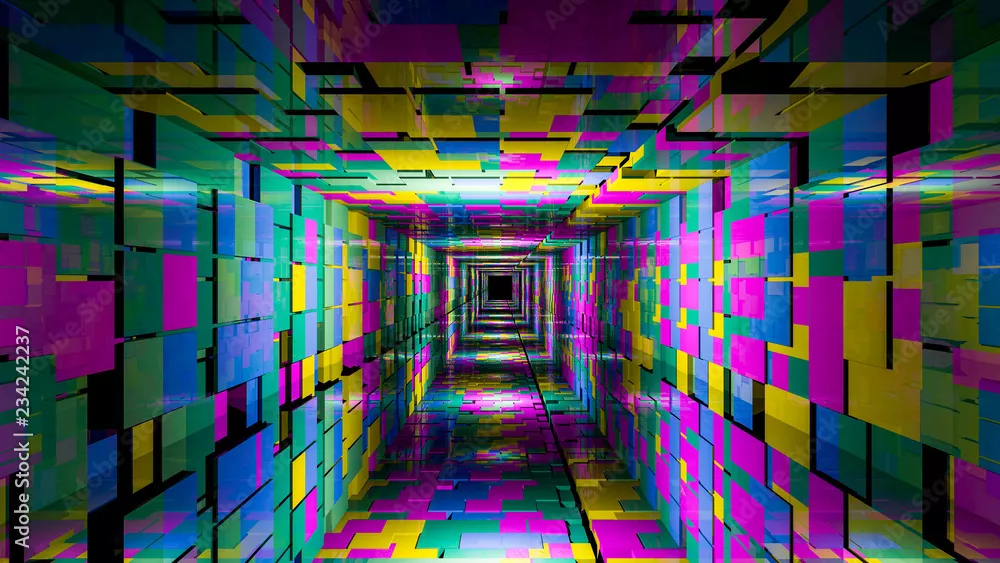 Fototapeta Podróż przez Kolorowy Wymiar: Projekt Przestrzeni Cyfrowej