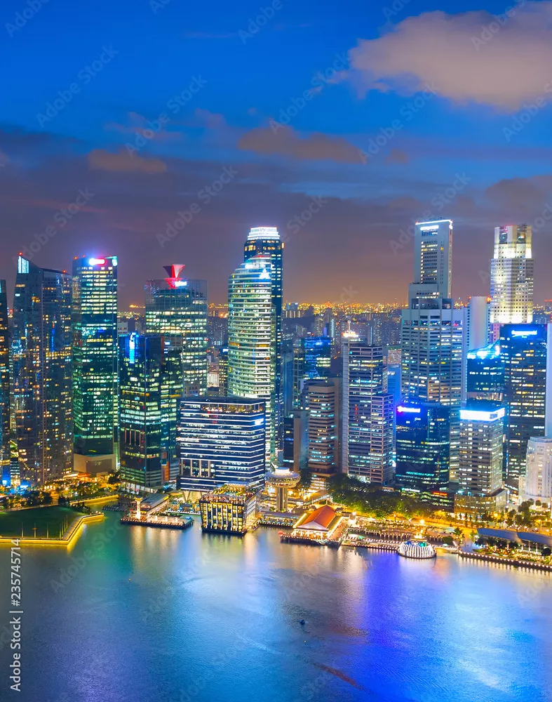 Fototapeta Aerial Skyline Singapur Downtown pejzaż