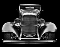 Obraz Klasyczna Elegancja: Retro Auto w Czarno-Białej Odsłonie