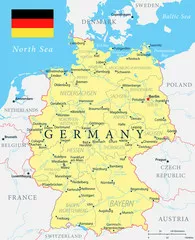Obraz Mapa Niemiec z Flagą i Granicami Państw Sąsiednich