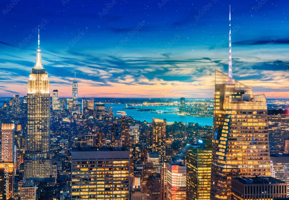 Fototapeta Spektakularny Widok na Nocny Manhattan