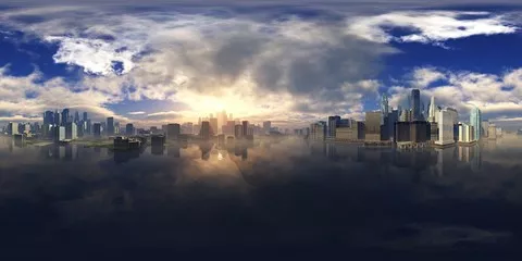 Fototapeta Panorama Nowoczesnego Miasta o Świcie