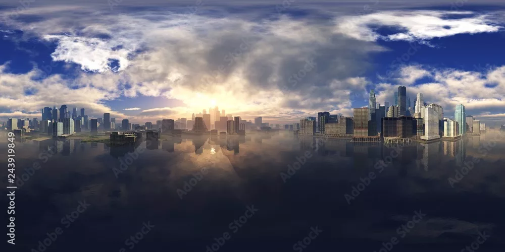 Fototapeta Panorama Nowoczesnego Miasta o Świcie