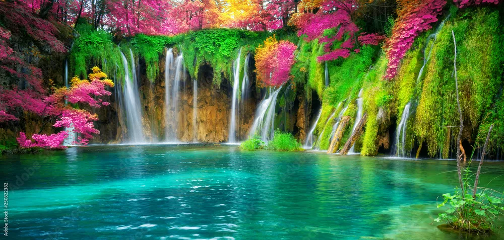 Fototapeta Wodospad krajobraz Plitvice Lakes Chorwacja.