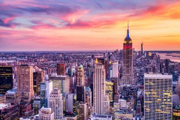 Fototapeta Centrum Nowego Jorku z Empire State Building w Amazing Sunset