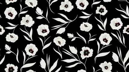 Fototapeta Elegancka Fototapeta z Kwiatowym Wzorem w Kontrakcjach