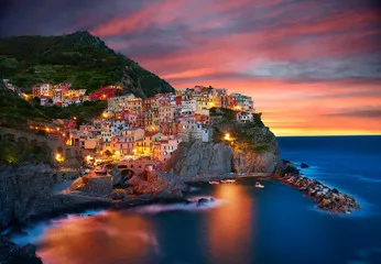 Obraz Zachwycający Zachód Słońca nad Manarolą, Cinque Terre