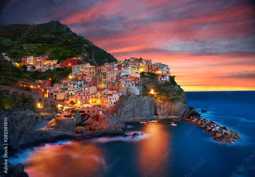 Obraz Zachwycający Zachód Słońca nad Manarolą, Cinque Terre
