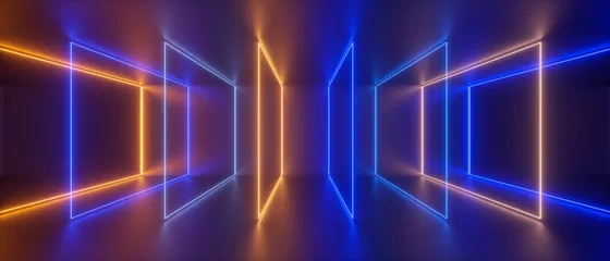 Fototapeta Futurystyczny Tunel Neonowy: Gra Światła i Kolorów