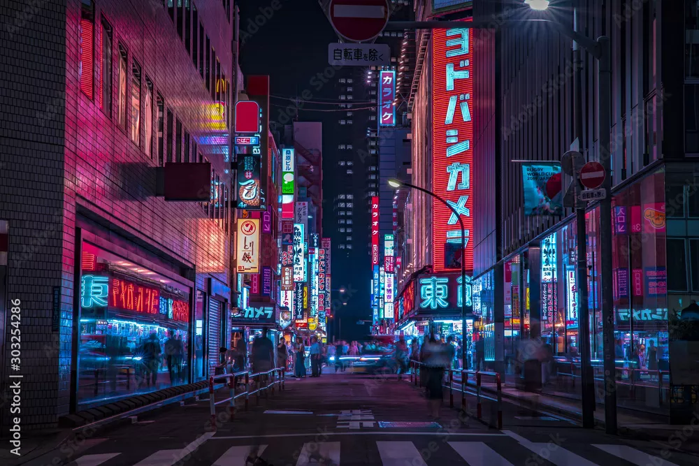 Obraz Tętniąca Życiem Noc w Tokio