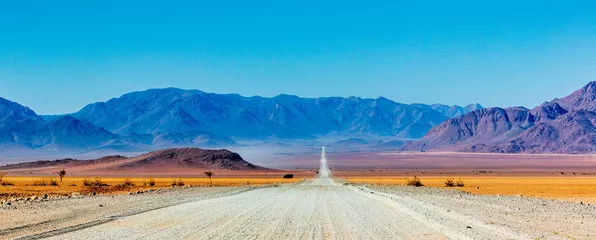 Fototapeta Droga szutrowa w Namibii - panorama - Afryka