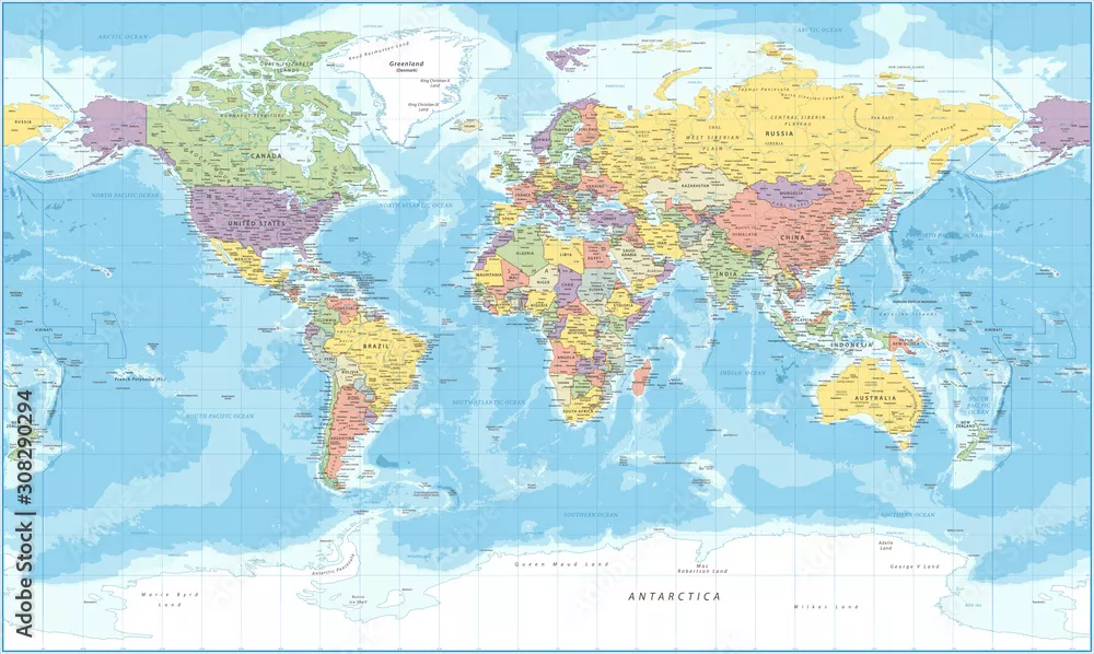 Fototapeta Mapa polityczna świata