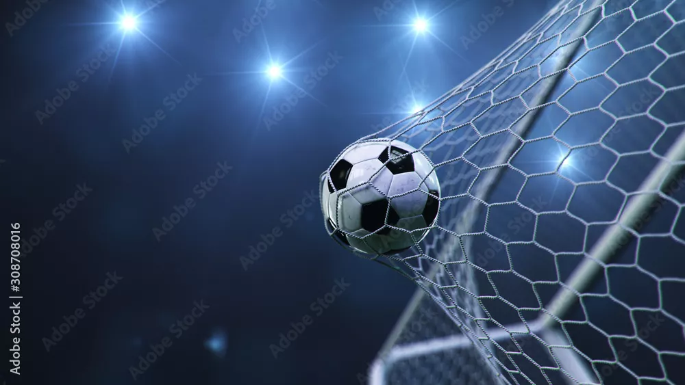 Fototapeta Gol! Piłkarski Triumf w Błękitnym Świetle