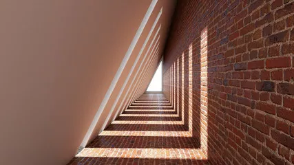 Fototapeta Geometryczne Światło: Nowoczesna Przestrzeń z Cegły