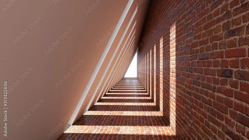 Fototapeta Geometryczne Światło: Nowoczesna Przestrzeń z Cegły