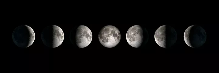 Fototapeta Fazy ​​księżyca, panoramiczne zdjęcie kompozytowe. Elementy tego obrazu są dostarczane przez NASA