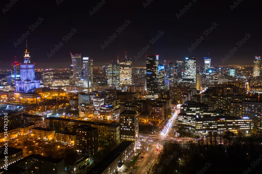 Obraz Nocna Panorama Warszawy