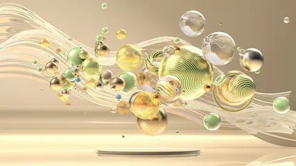 Fototapeta Piękne abstrakcyjne tło z prymitywami i geometrią. Ilustracja, renderowanie 3d.