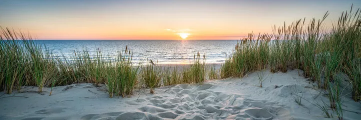Fototapeta Zachód słońca na plaży wydmowej