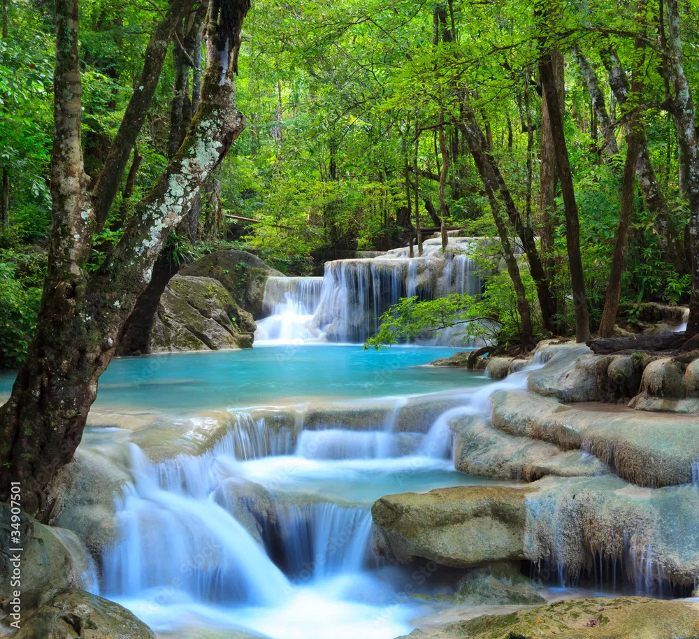Obraz Erawan Waterfall, Kanchanaburi, Tajlandia