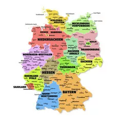 Obraz Mapa Administracyjna Niemiec: Kraje Związkowe i Stolice