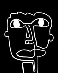 Obraz Nowoczesny abstrakcyjny portret twarzy. Liniowy pędzel atramentowy Współczesne ciągłe malowanie. Plakat w stylu mody czarno-biały abstrakcja. Wektorowe ilustracje Kliparty.