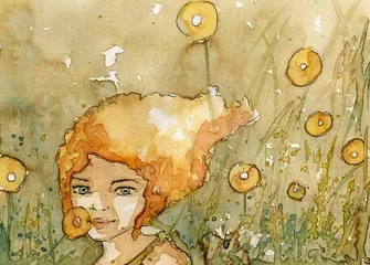 Obraz Magiczny Świat Akwareli: Dziewczyna w Kwiatach
