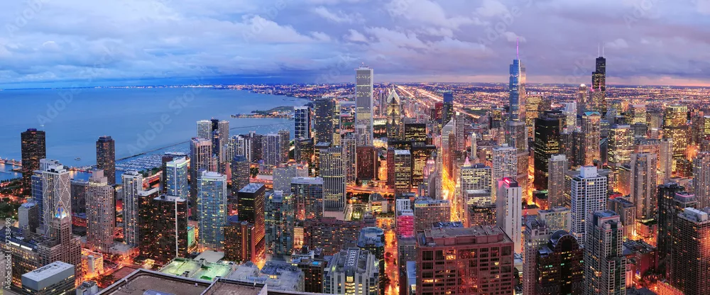 Obraz Chicago skyline panorama z lotu ptaka