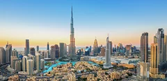Obraz Spektakularna Panorama Dubaju o Zmierzchu