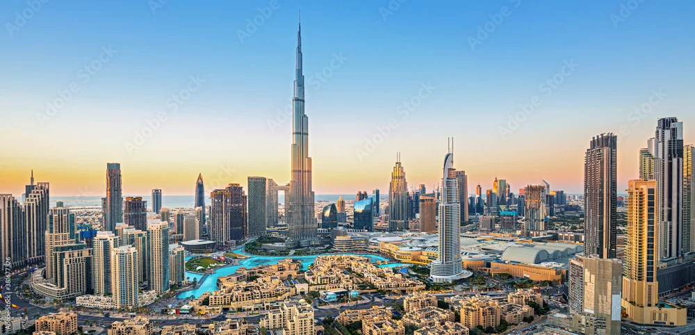 Obraz Spektakularna Panorama Dubaju o Zmierzchu