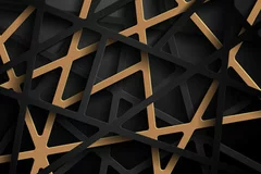 Fototapeta Nowoczesna Geometria: Czarna i Złota Elegancja