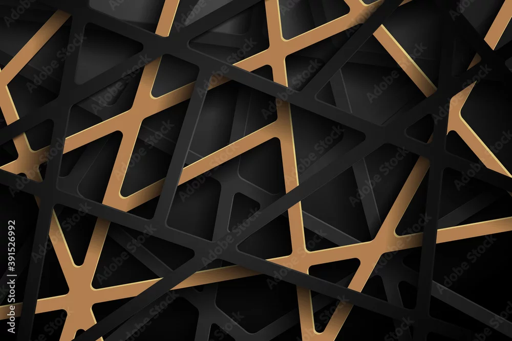 Fototapeta Nowoczesna Geometria: Czarna i Złota Elegancja