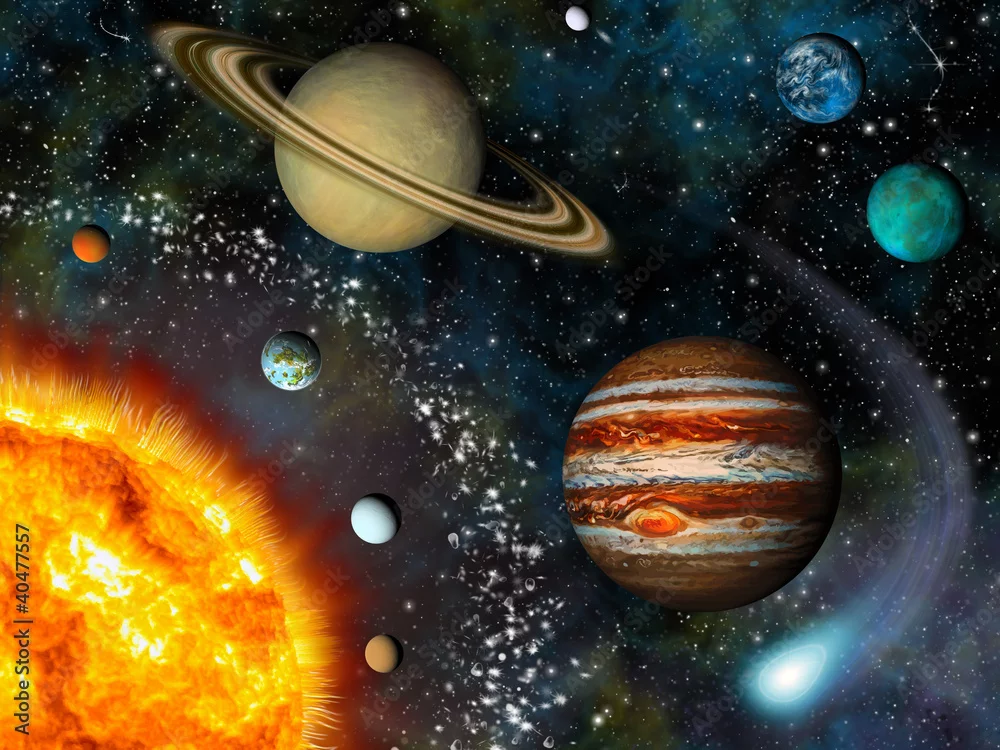 Obraz Tajemnice Układu Słonecznego: Podróż przez Kosmos