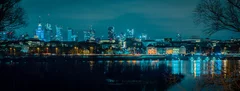Obraz Nocna Panorama Miasta Nad Rzeką