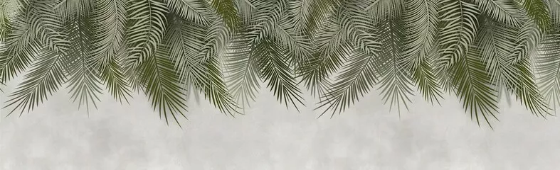 Fototapeta Liście palmowe, gałązki palmowe, rysunek abstrakcyjny, liście tropikalne. Fototapety na ściany. Dekoracyjna ściana. Tapeta do pokoju.