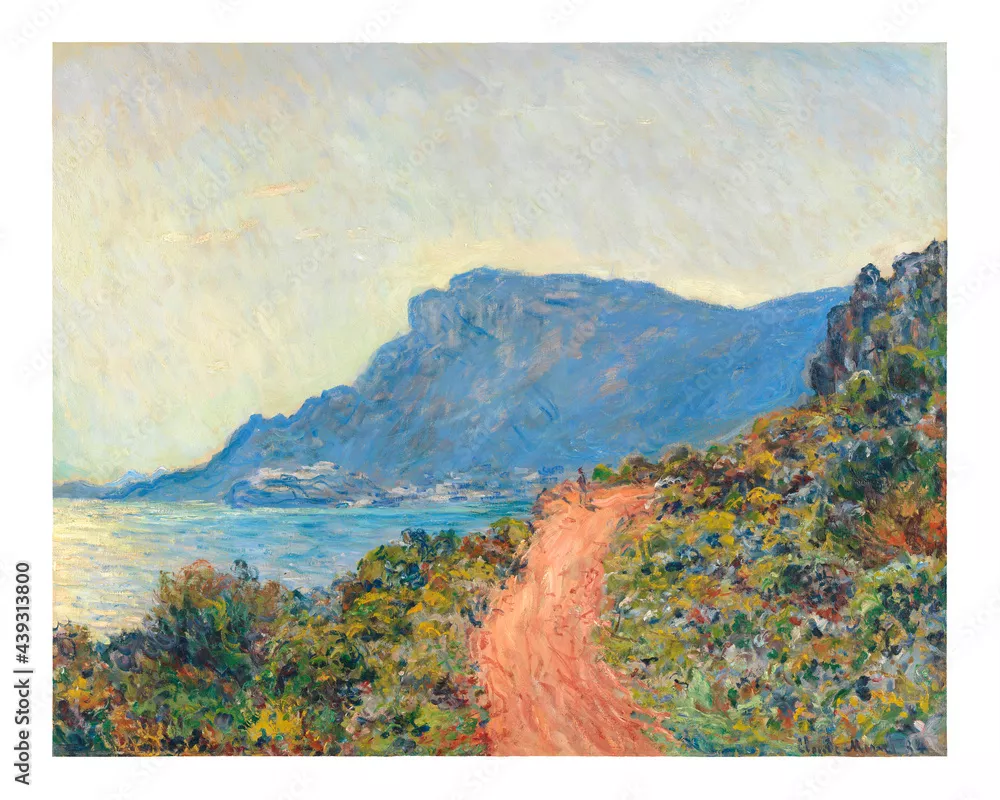 Fototapeta La Corniche w pobliżu Monako (1884) Claude Monet.