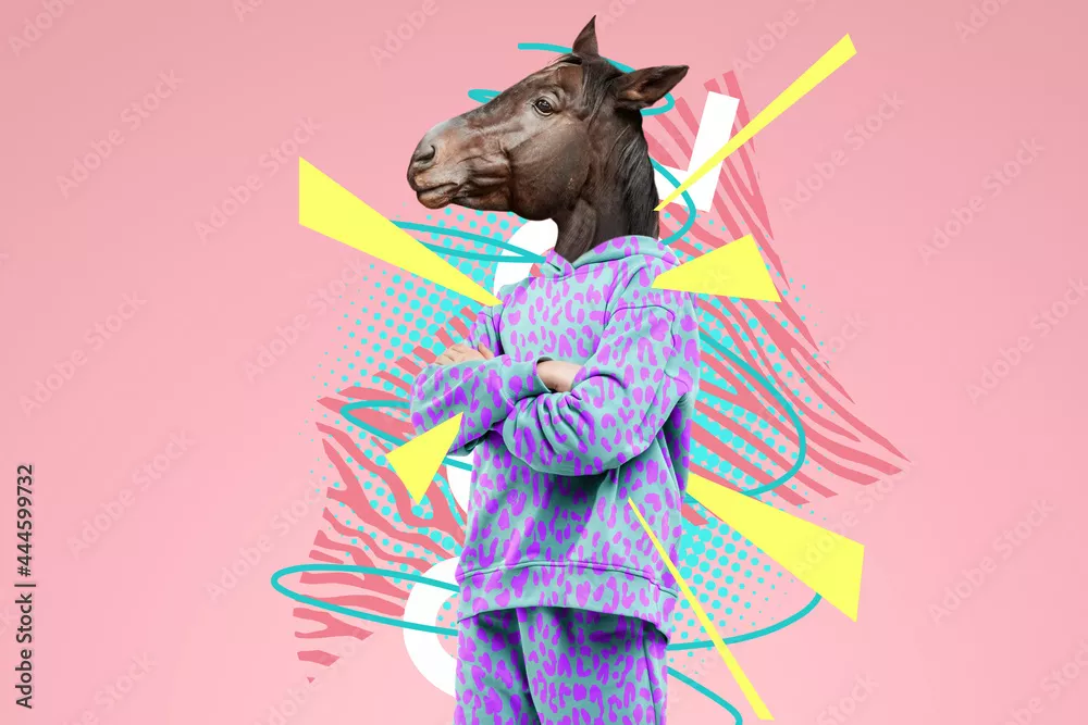 Obraz Surrealistyczna Moda: Koń w Żywej Bluzie