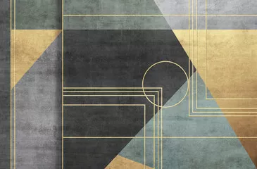 Fototapeta Geometryczna Elegancja: Nowoczesna Fototapeta z Złotymi Akcentami