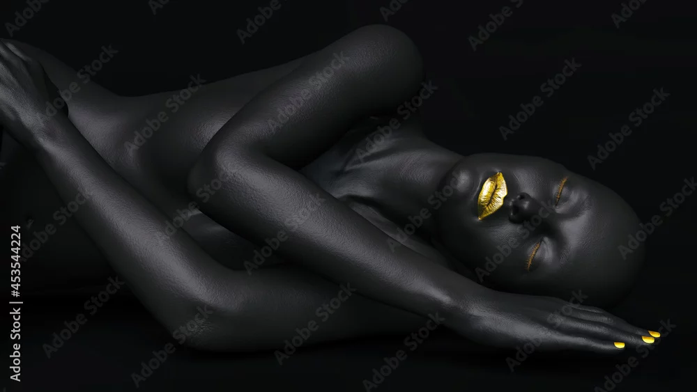 Obraz Złote Refleksy na Czarnej Tajemnicy