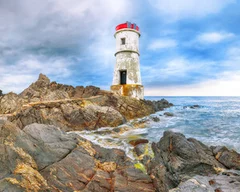 Obraz Latarnia Morska na Skalnym Wybrzeżu