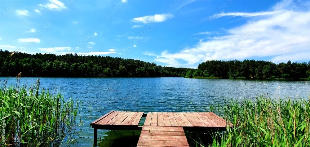 Fototapeta jezioro, pomost, nastrój, lato