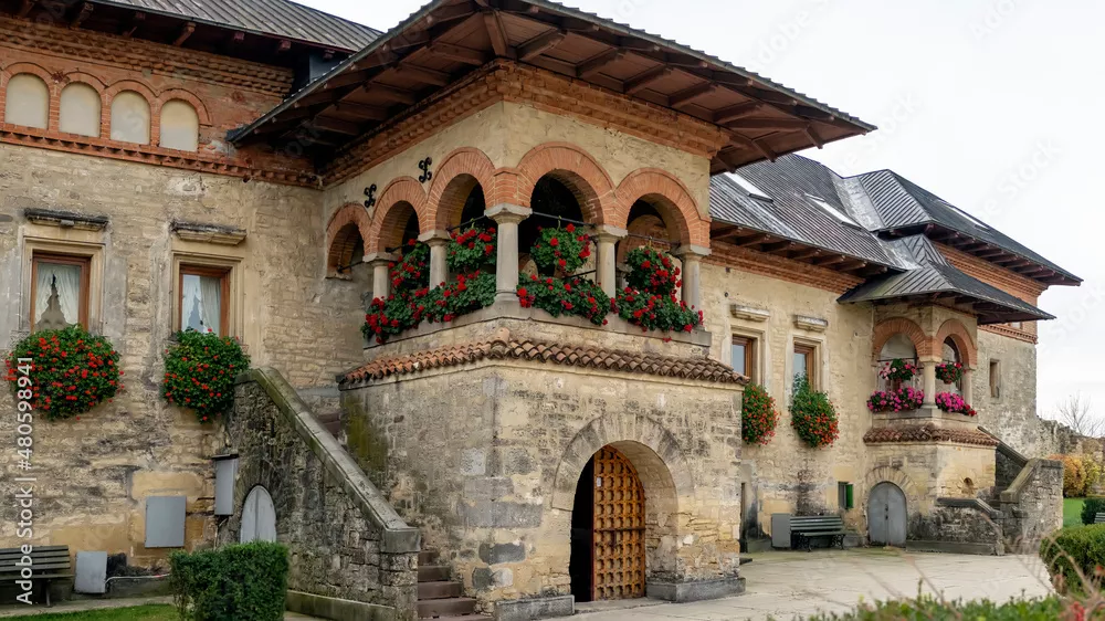 Fototapeta Urok Historycznej Architektury: Kwiatowe Detale